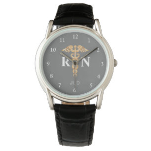 Montre Élégant Infirmière inscrite Gris Noir Monogramm