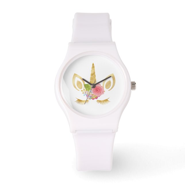 Montre Élégant mignon jolie parties scintillant d'or flor (Recto)