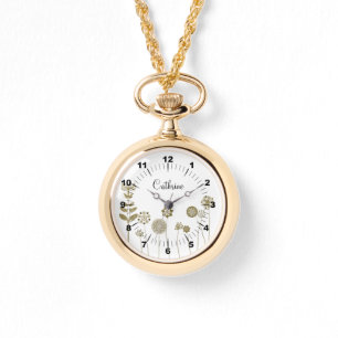 Montre Élégant minimalisme floral or doux intemporel