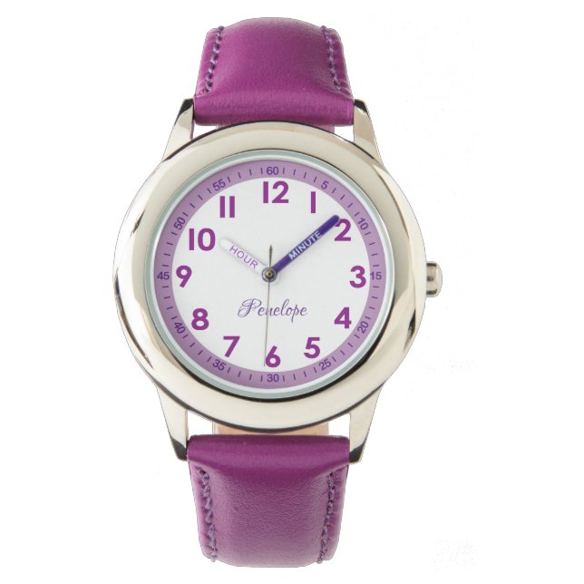 Montre Élégant Moderne Violet élégant Personnalisé Enfant (devant)