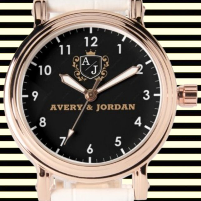 Montre  Elegant Monogram Romantic Couple Gift (Créateur téléchargé)