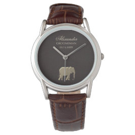 Montre Élégant Monogramme d'éléphant Brown et or Groomsma