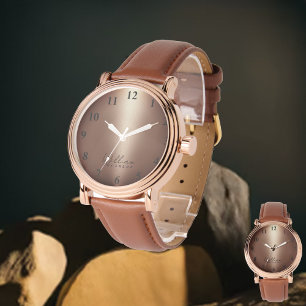 Montre Élégant Monogramme Rose Or brossé métal