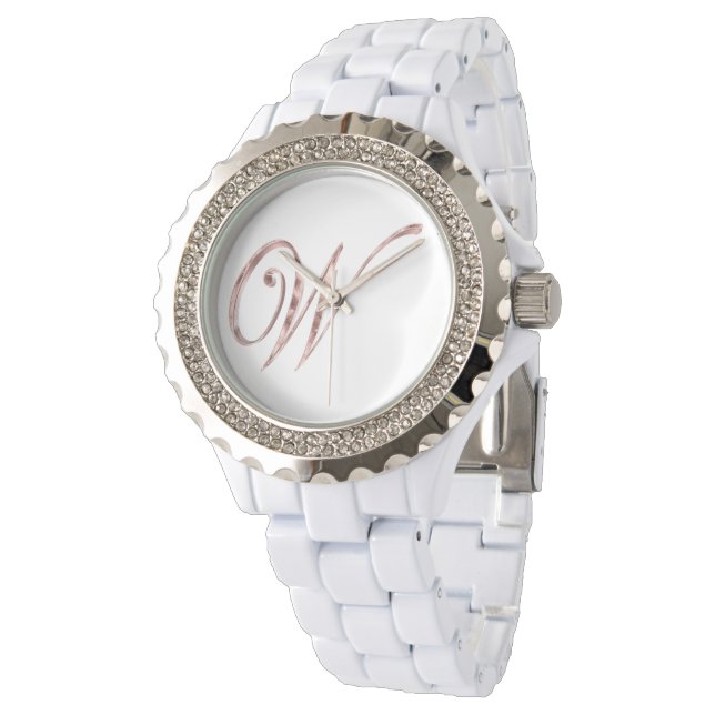 Montre Élégant Monogramme W Rose Rose Or (Incliné)
