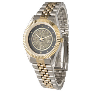 Montre Elégant Motif Gold Greek Keys