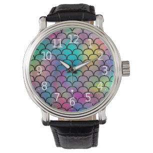Montre Élégant Motif moderne Abstrait Rainbow Scales 