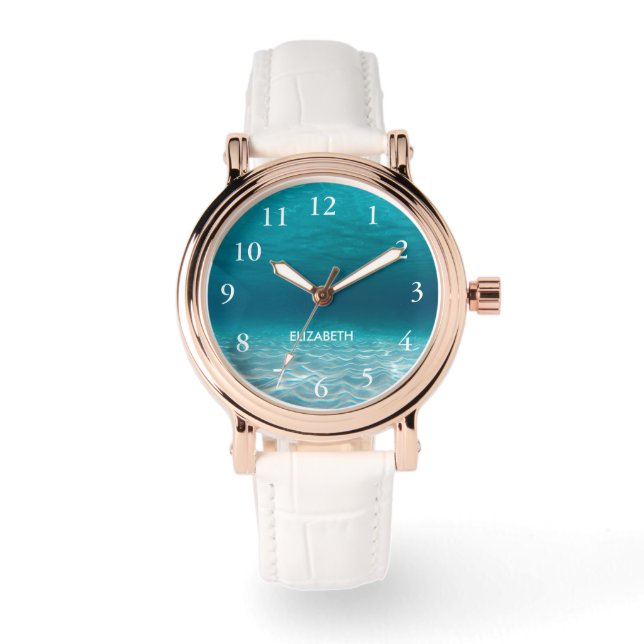 Montre Élégant nombre blanc sous-marin Photo personnalisé (Recto)