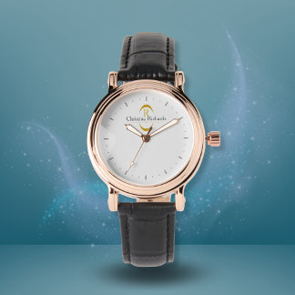 Montre Élégant or Monogramme gris moderne