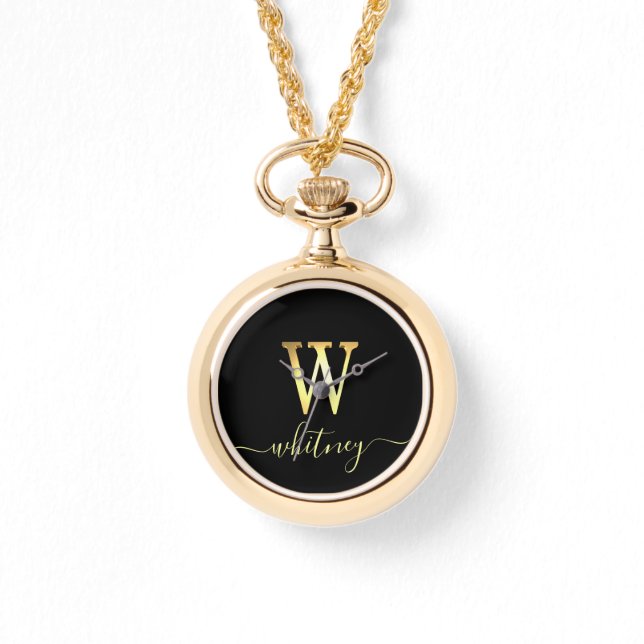 Montre Élégant or personnalisé Monogramme W Nom (Recto)