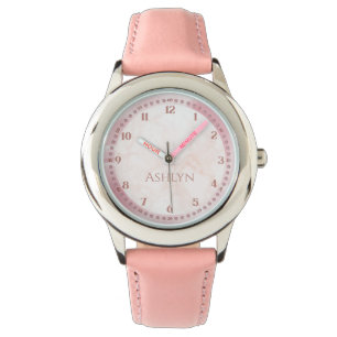Montre Élégant personnalisé Monogramme rose enfants Appre