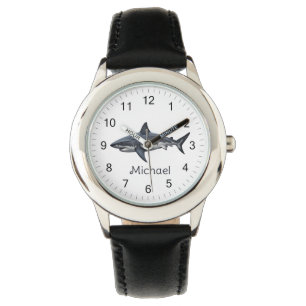 Montre Elégant requin bleu et blanc Personnalisé