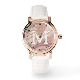 Montre Élégant Rose Parties scintillant de peinture or ma