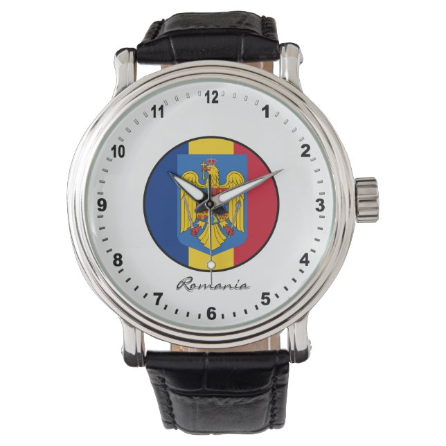 Montre Elégant Roumanie Watch & drapeau roumain (devant)