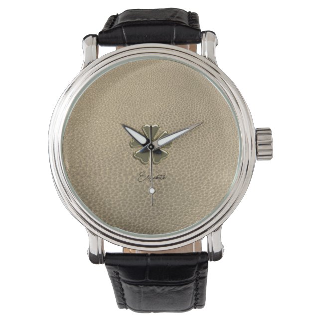 Montre Elégant Shamrock Patrick's Day Leather (devant)