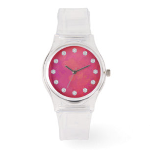 Montre Élégant Visage De Fusion Rose Et Diamants