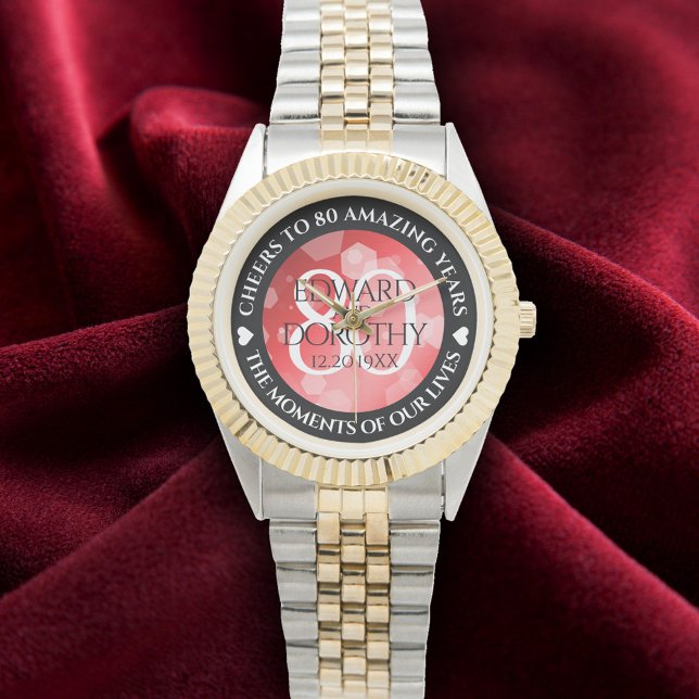 Montre Elégante 80ème anniversaire du Mariage de Ruby (Elegant 80th Ruby Wedding Anniversary Wristwatch Cover Photo)