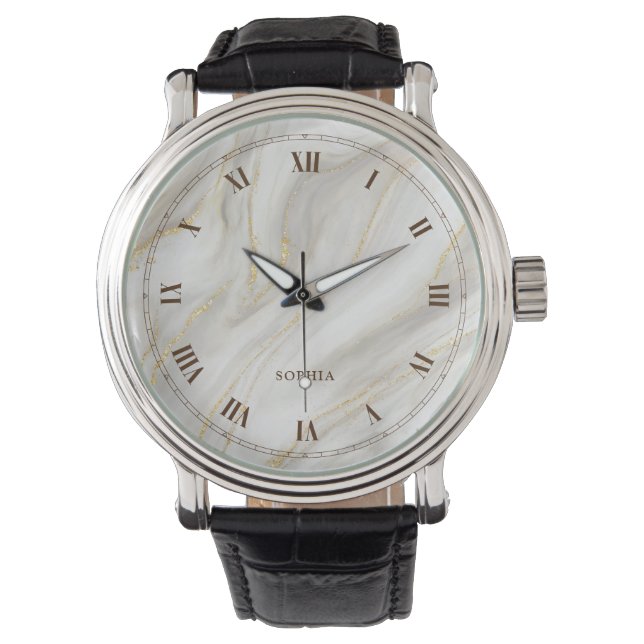 Montre Élégante Arrière - plan Marbre Parties scintillant (devant)