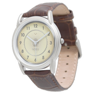 Montre élégante classique chaude or visage marron 