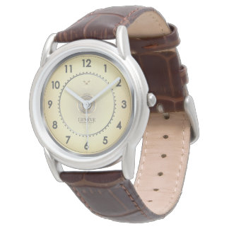 Montre élégante classique chaude or visage marron 