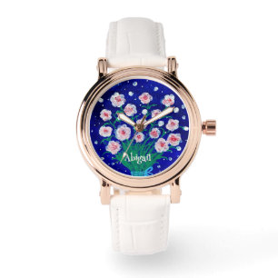 Montre élégante eWatch peinte à la main Florale