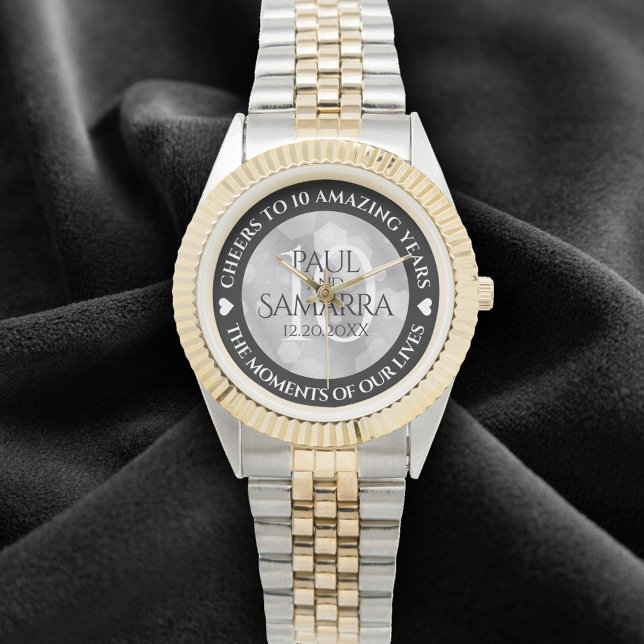 Montre Élégante fête du 10e anniversaire du Mariage de Ti (Elegant 10th Tin Wedding Anniversary Wristwatch Cover Photo)