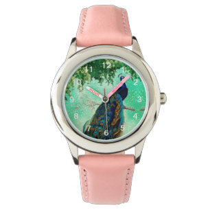 Montre Élégante oeuvre vintage de paon