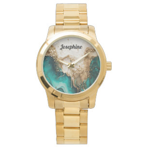 Montre Elégante Parties scintillant blanche verte Stylish