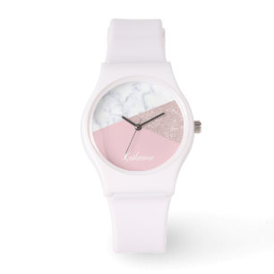 Montre Élégante parties scintillant d'or rose à poutre