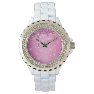 Montre Élégante Parties scintillant rose chaud