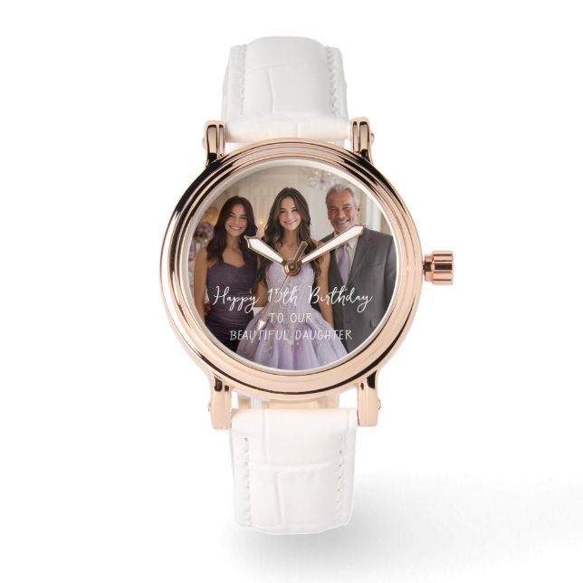 Montre Elégante photo personnalisée 15e anniversaire Keep (Recto)
