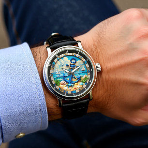 Montre Élément nautique décoratif Ancre Paysage côtier