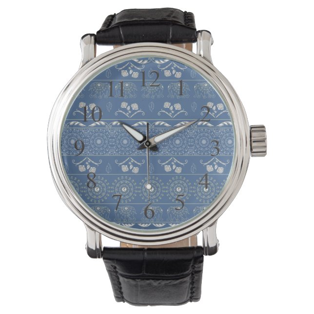 Montre Eléphant bleu Mandala (devant)