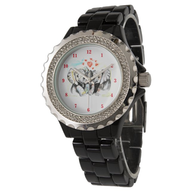 Montre Elephant Couple Watch Love Hug (Incliné)