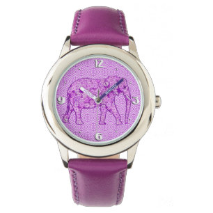 Montre Eléphant fleur - améthyste violet