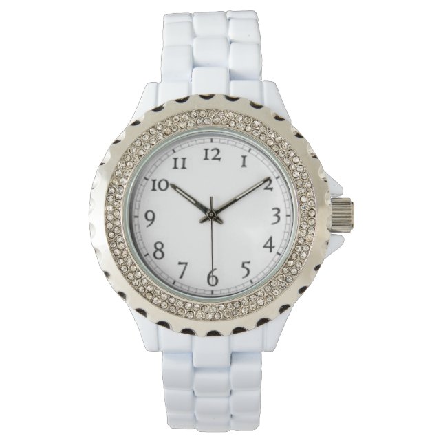 Montre Émail blanc en pierre de fer personnalisé (devant)
