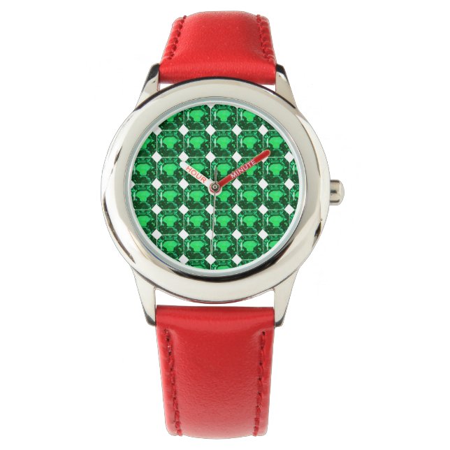 Montre Émeraude Motif verte (devant)