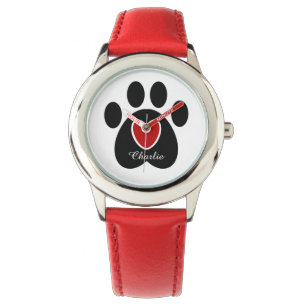 Montre Empreinte de patte et coeur personnalisables