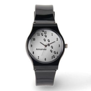 Montre Empreintes de pattes animaux de compagnie Silver B