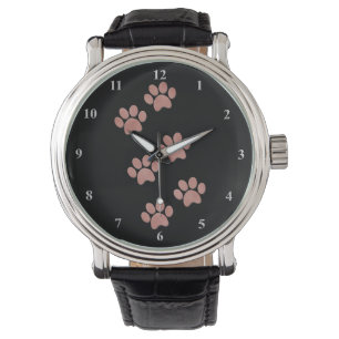 Montre Empreintes de pattes de chien pour le rose rose