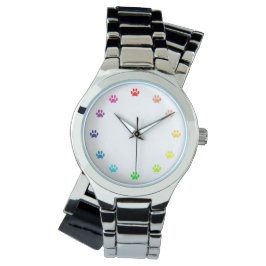 Montre Empreintes de pattes peints en arc-en-ciel en tant