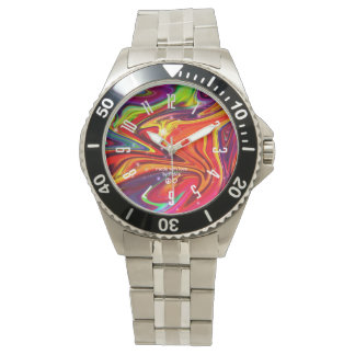 Montre en acier inoxydable à spirale cosmique