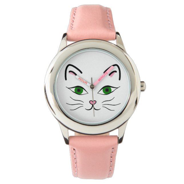Montre en acier inoxydable pour enfant - Kitty Fac (devant)