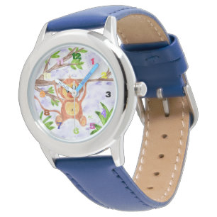 Montre en acier inoxydable pour enfant singe de la