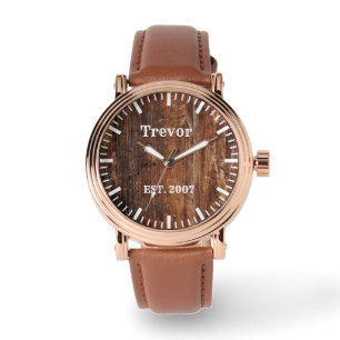 Montre en bois rustique pour hommes personnalisée