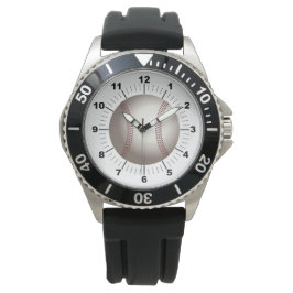 Montre en caoutchouc noir Couronne de baseball mas