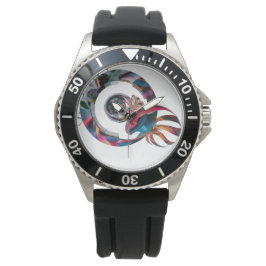 Montre en caoutchouc noir en acier inoxydable pour