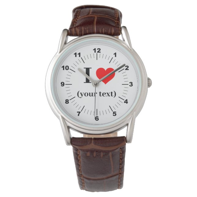 Montre en cuir Brown classique I Heart pour hommes (devant)