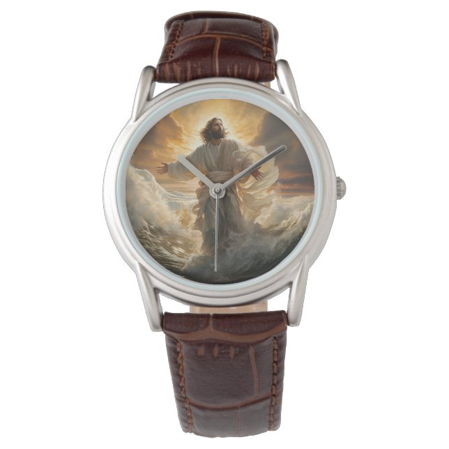 Montre en cuir classique pour hommes-Jésus (devant)