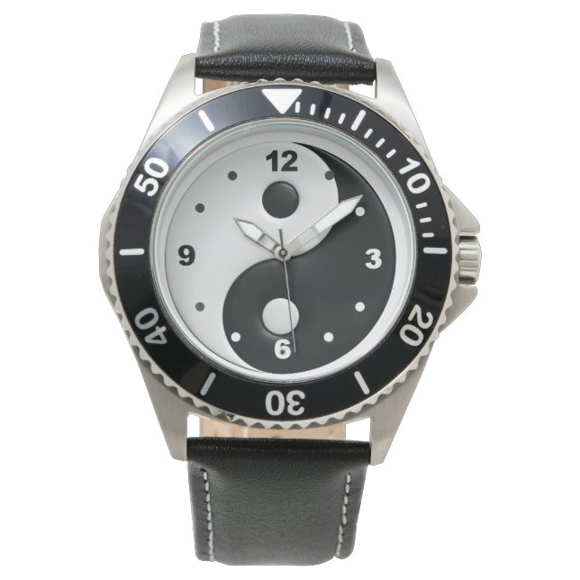 montre en cuir du yin yang masculin (devant)