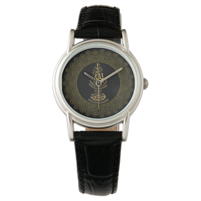 Montre en cuir noir classique pour femmes avec Aya (devant)